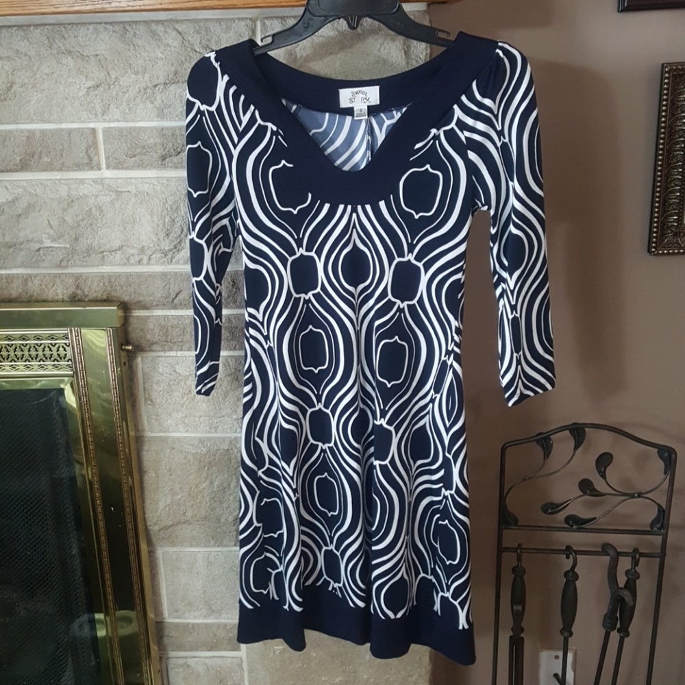 Navy and white dress