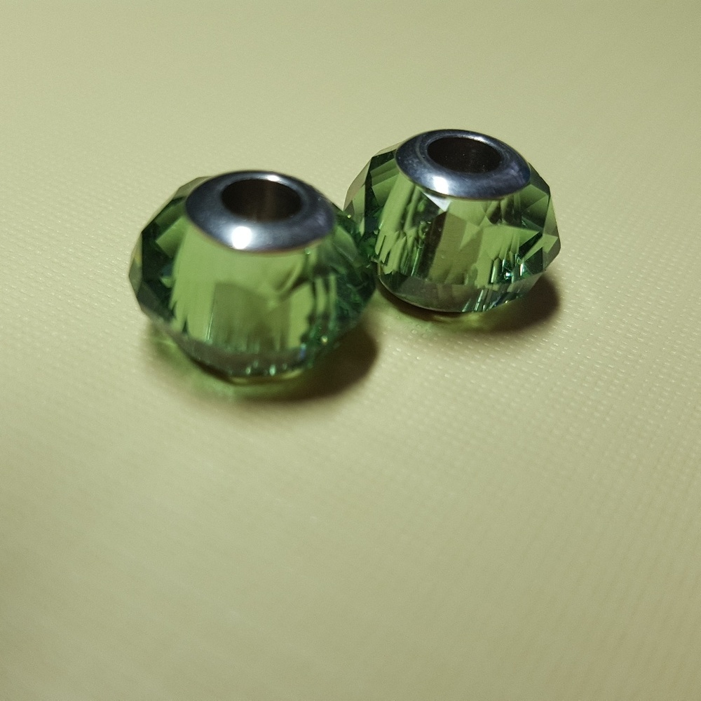 Swarovski green crystal charms 4 Pandora bracelet