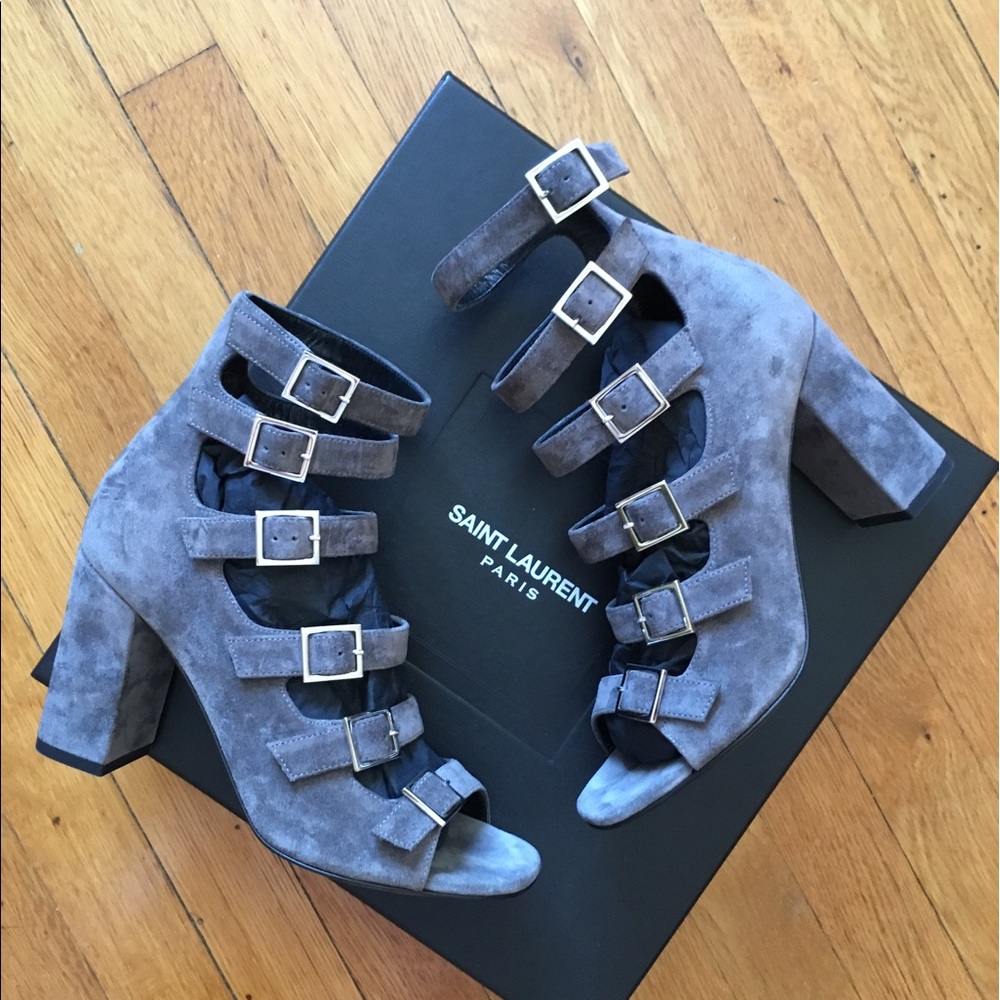 🆕 SAINT LAURENT Babies Suede Buckled Sandals