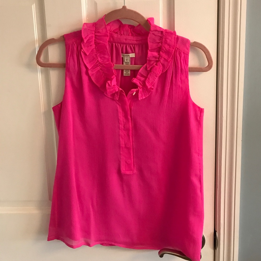 Hot pink, J. Crew blouse. 100% silk. Never worn.