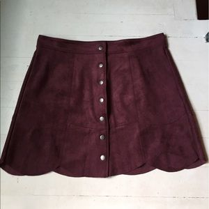 American Eagle Burgundy Suede Skirt