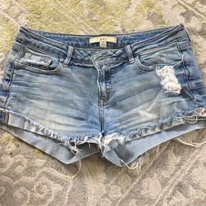 Distressed cutoff jean shorts