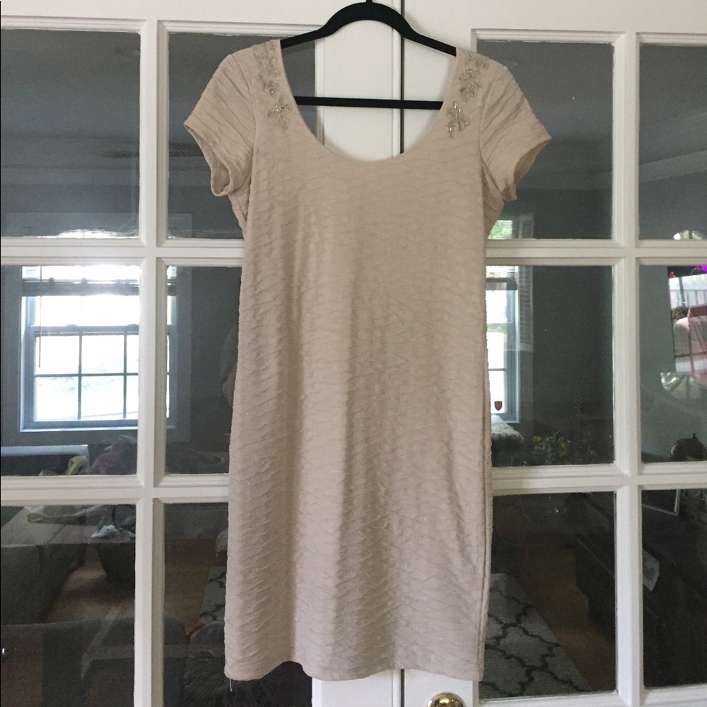 Free People Beige Beaded Party Dress