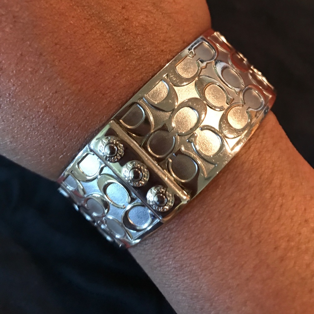 Silver signature Coach bangle