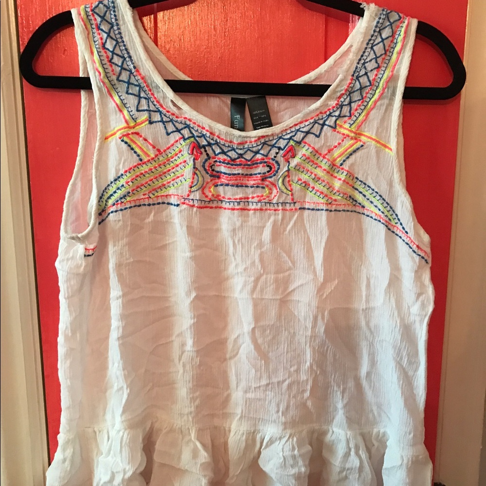 FUN & FLIRT EMBROIDERED TANK TOP