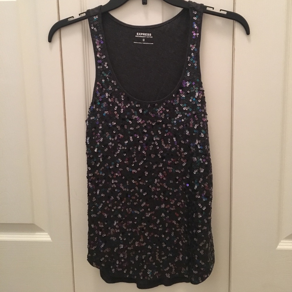Express grey sequin tank