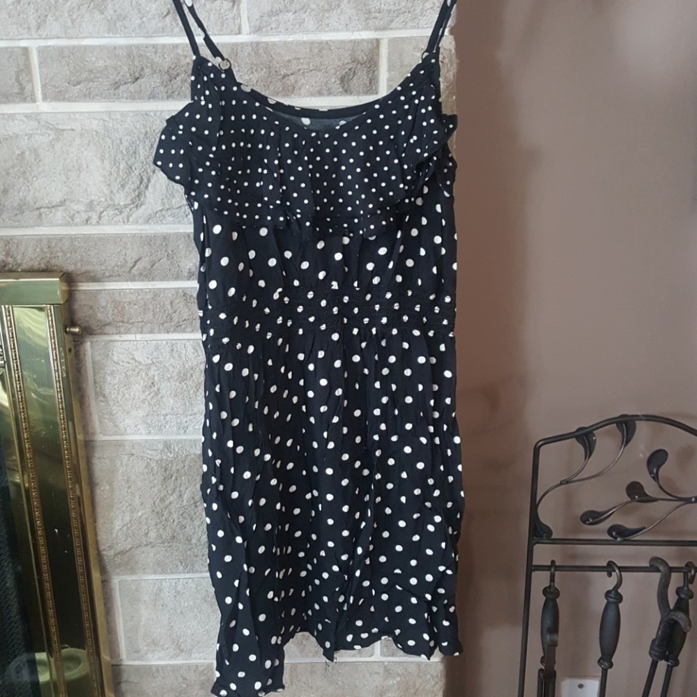 Black dress with polka dots