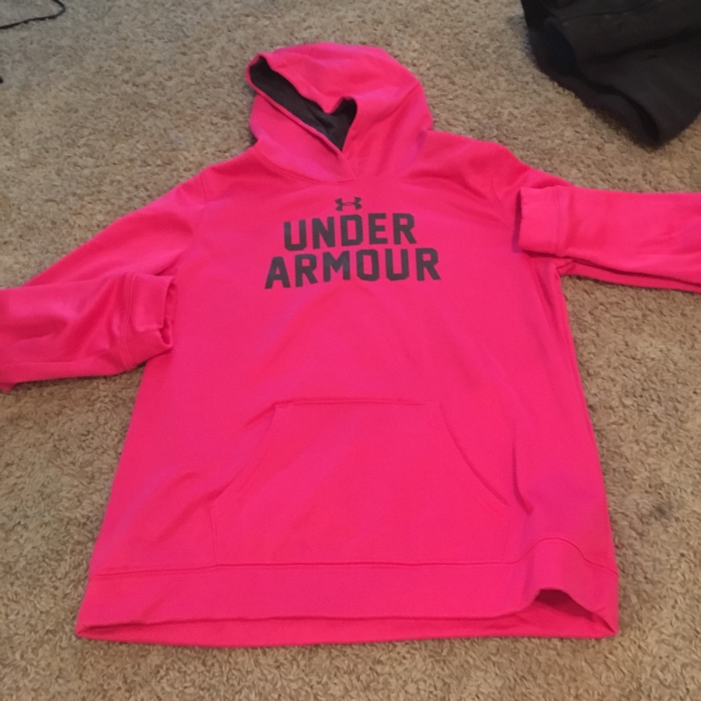Pink and grey under armour hoodie