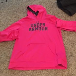 Pink and grey under armour hoodie