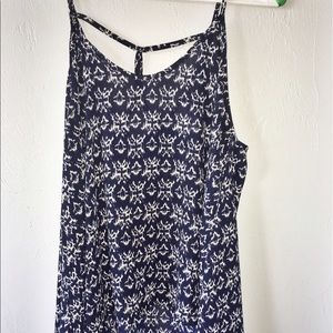 Navy Blue & White Printed Tank Top