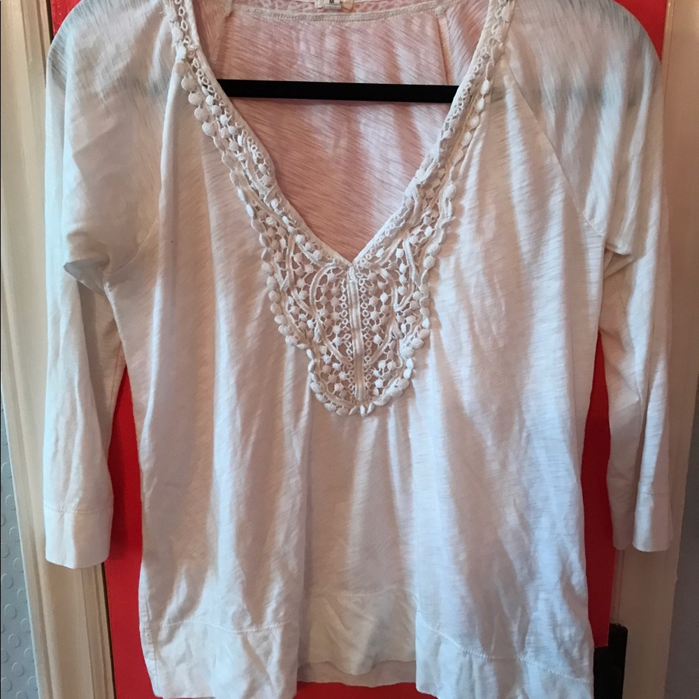 JCREW TOP WITH CROCHET DETAIL