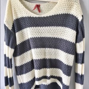 Gray & White Stripped Sweater