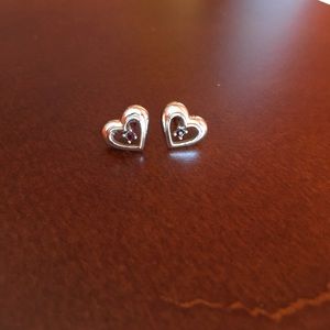 Ruby & Silver Heart Earrings