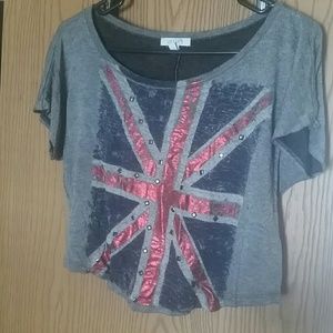 Delias union jack half shirt