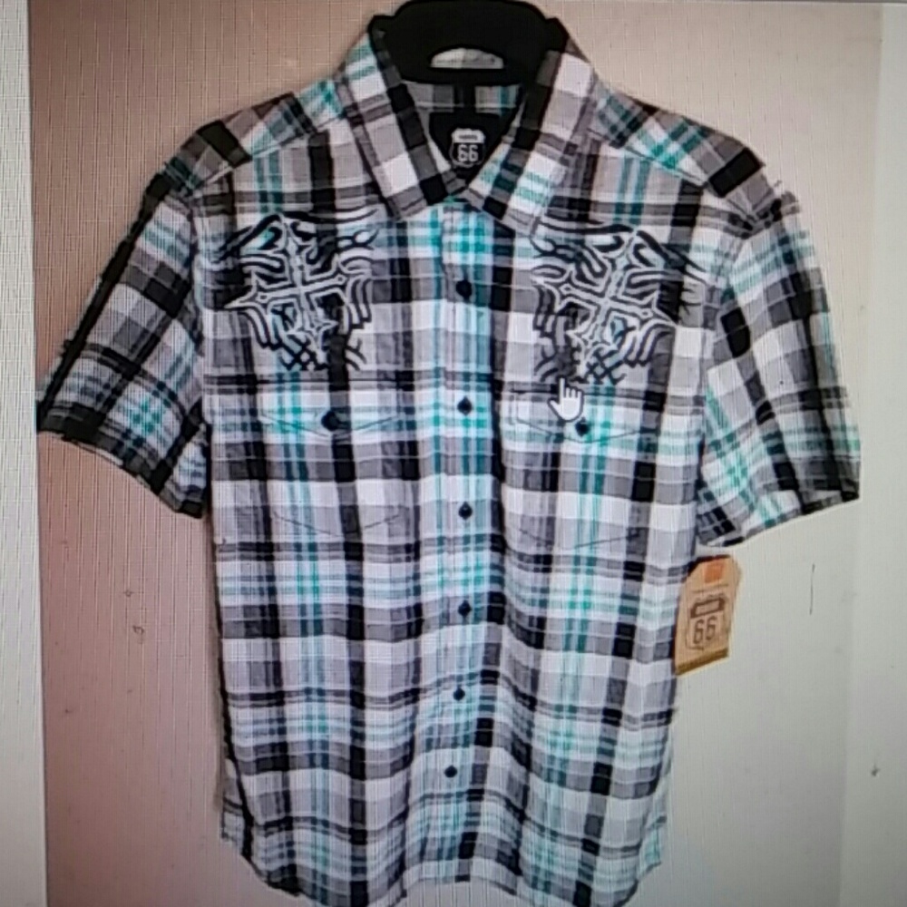 NWT ROUTE 66 men's Plaid Shirt. S, M