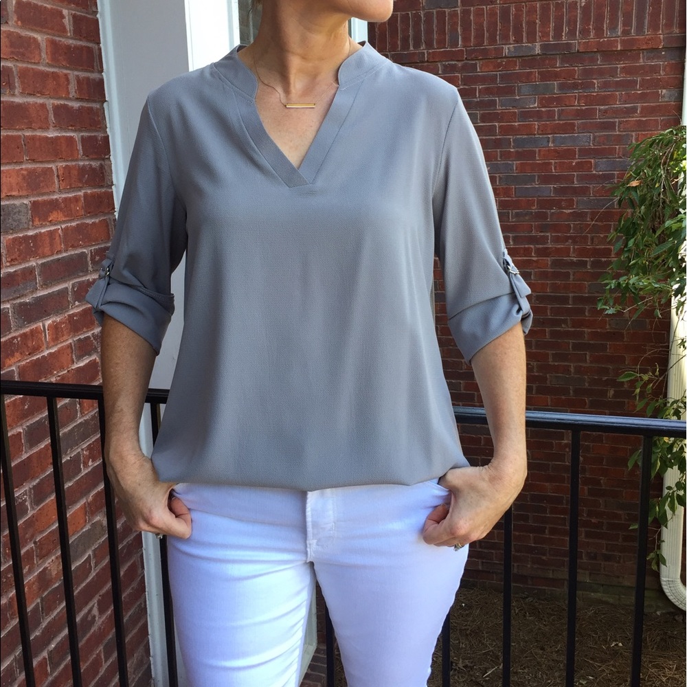 Grey blouse with sleeve detail