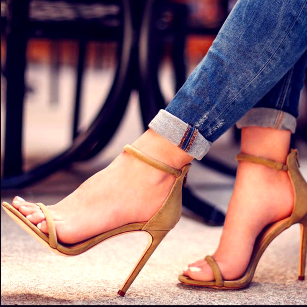 Liliana Nude Suede Strappy Heels