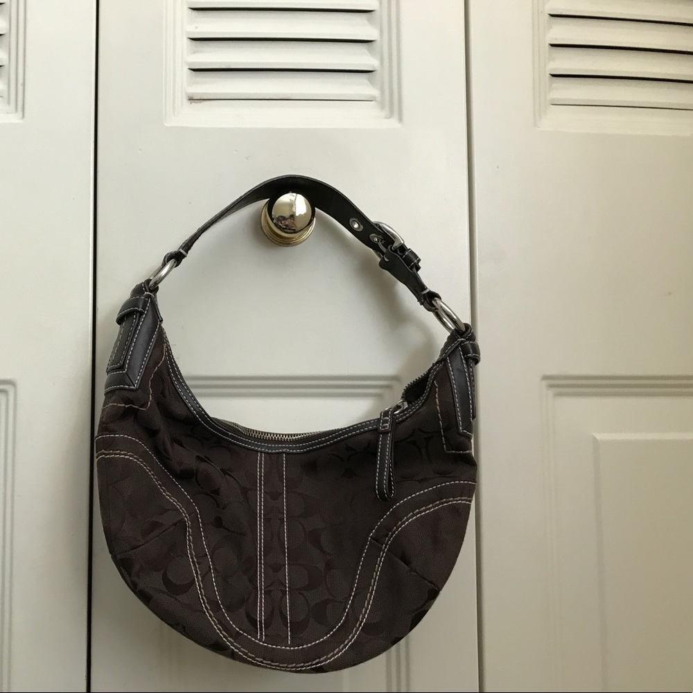 Brown fabric Coach bag