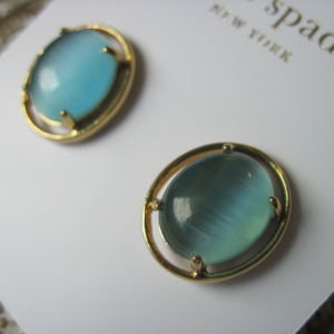 New Kate Spade Cats Eye Open Rim Earrings Blue