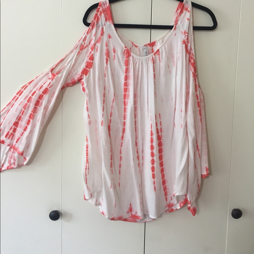 Tie dye cold shoulder top