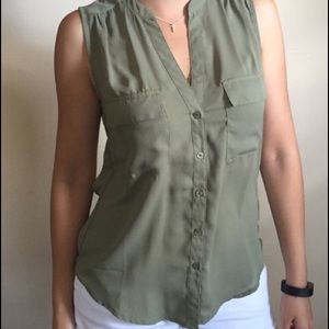 Army Green Sleeveless Top Size Small