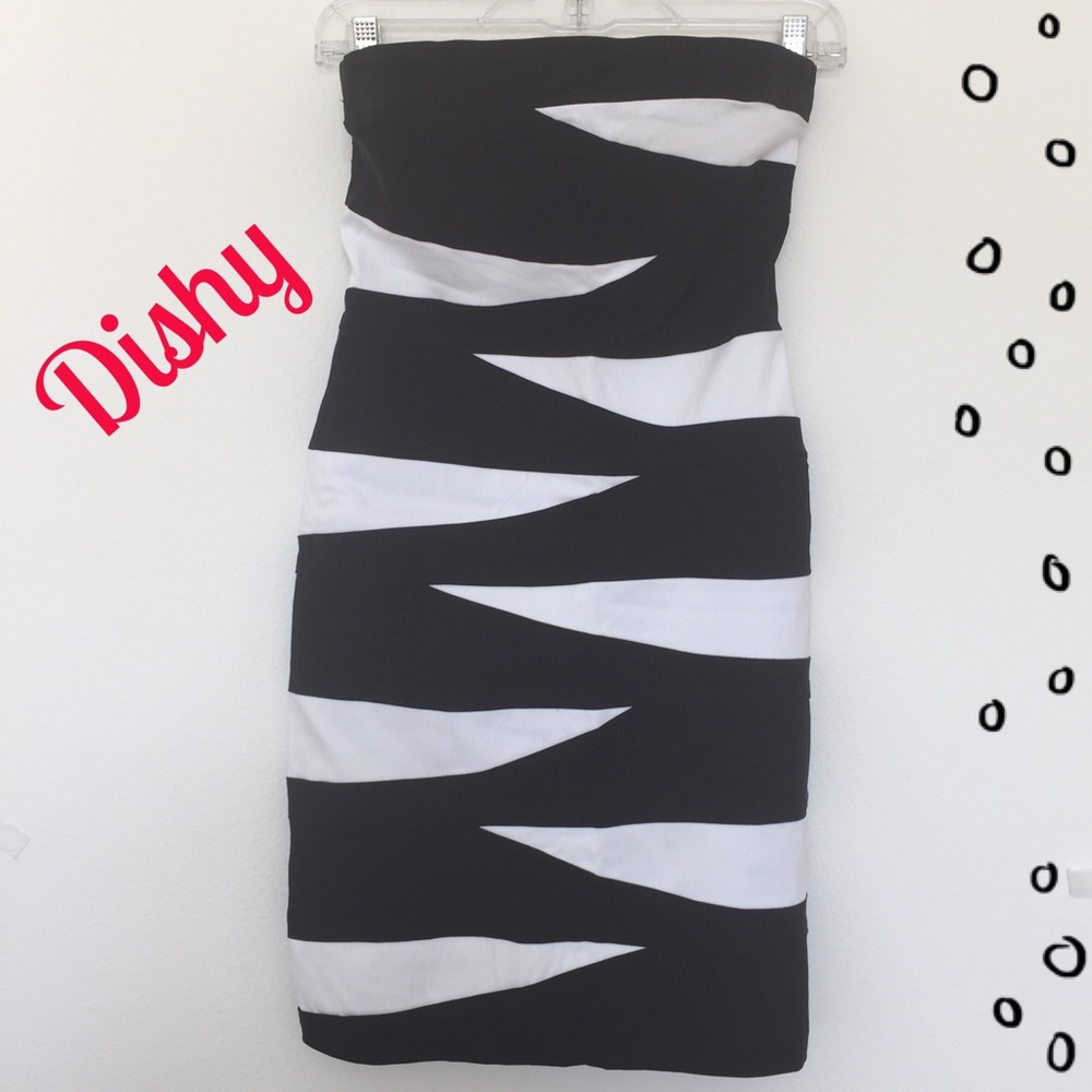 Ruby Ricks Black & White Strapless Mini Dress.