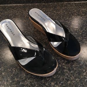 Black Wedge Sandals