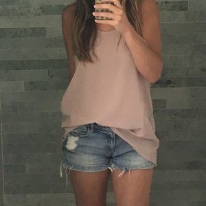 Blush pink rough silk racerback, hi-low tank *NEW