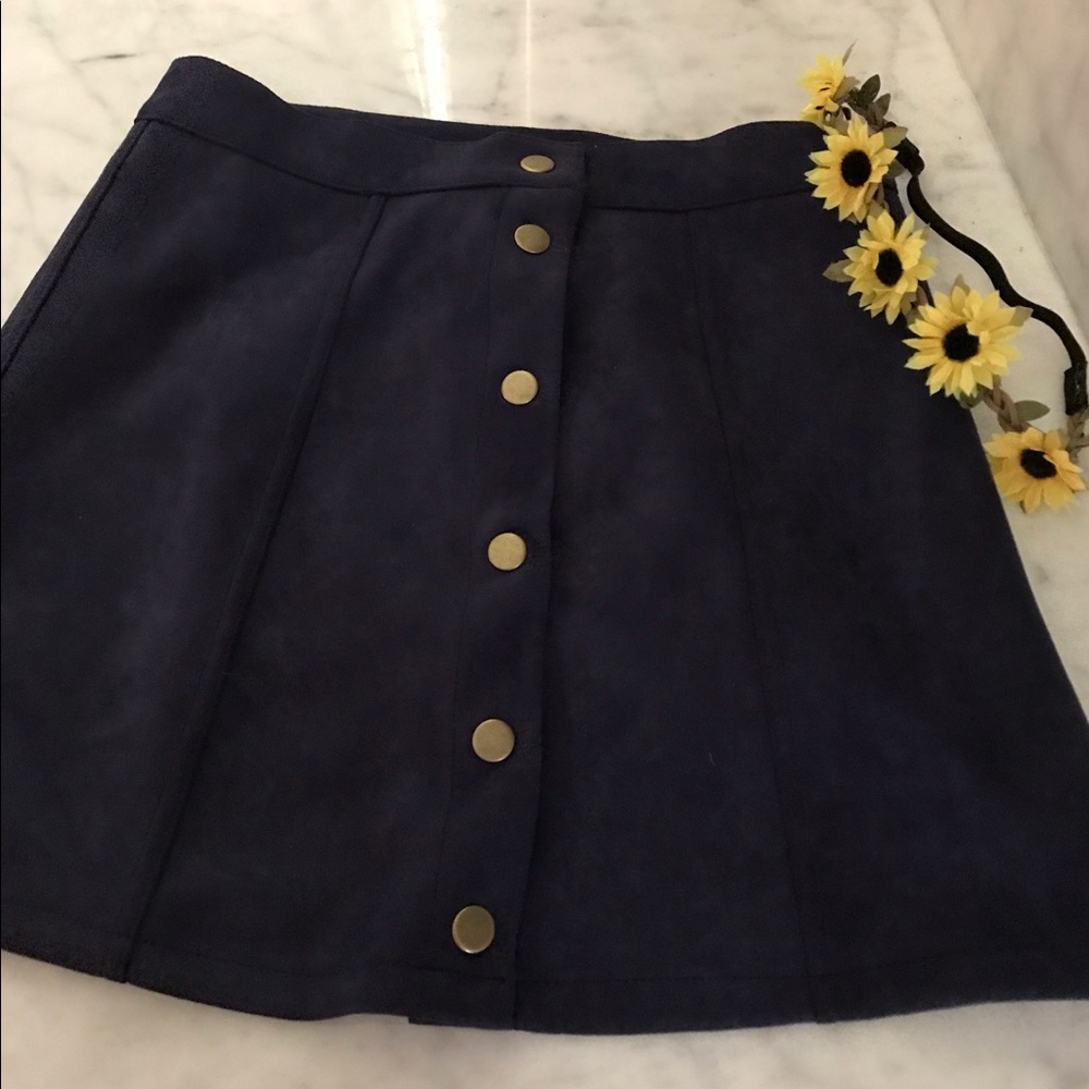 Dark blue velvet skirt small