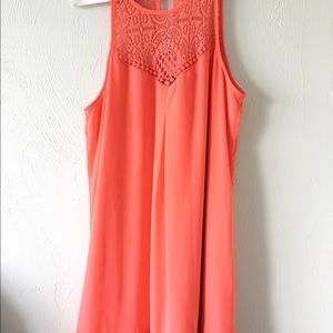 Coral Banquet Dress with Lace Detail