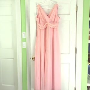 Donna Morgan pink chiffon bridesmaid dress
