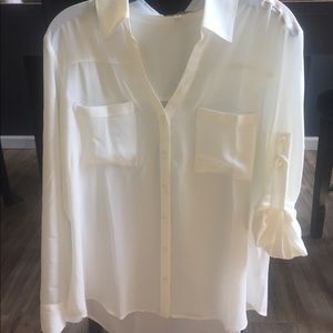 Express Cream colored portofino dress shirt