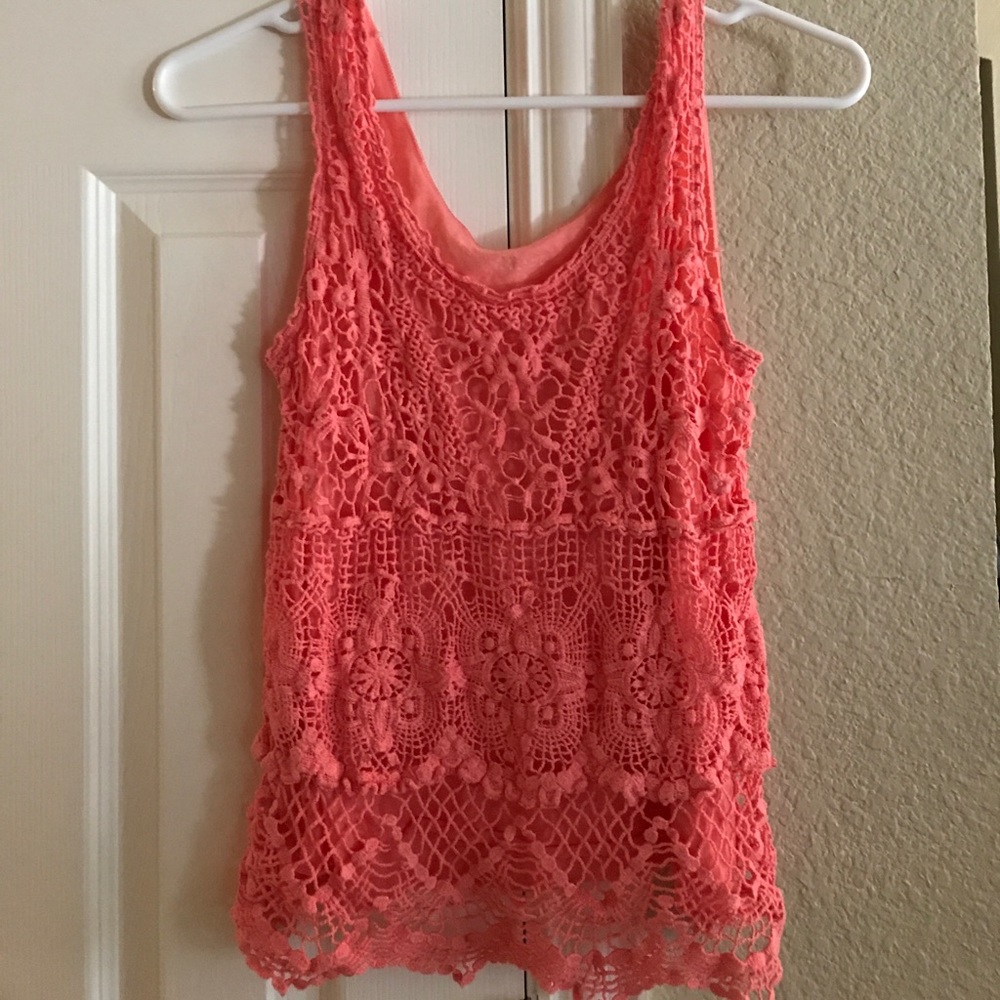 Pink lace tank