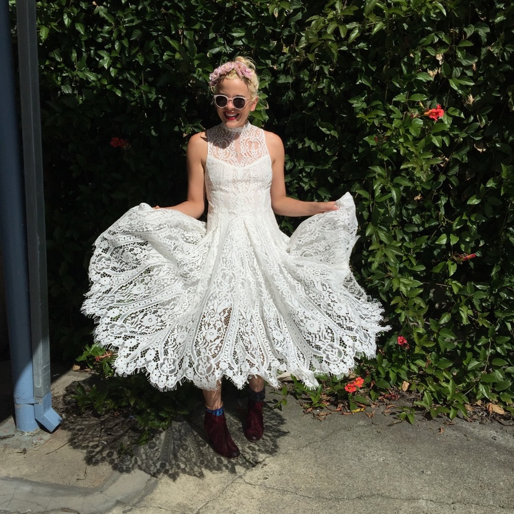 Free People Angel Rays Lace Midi Dress