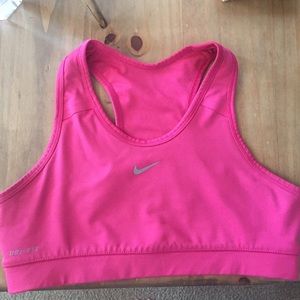 Hot pink Nike sports bra