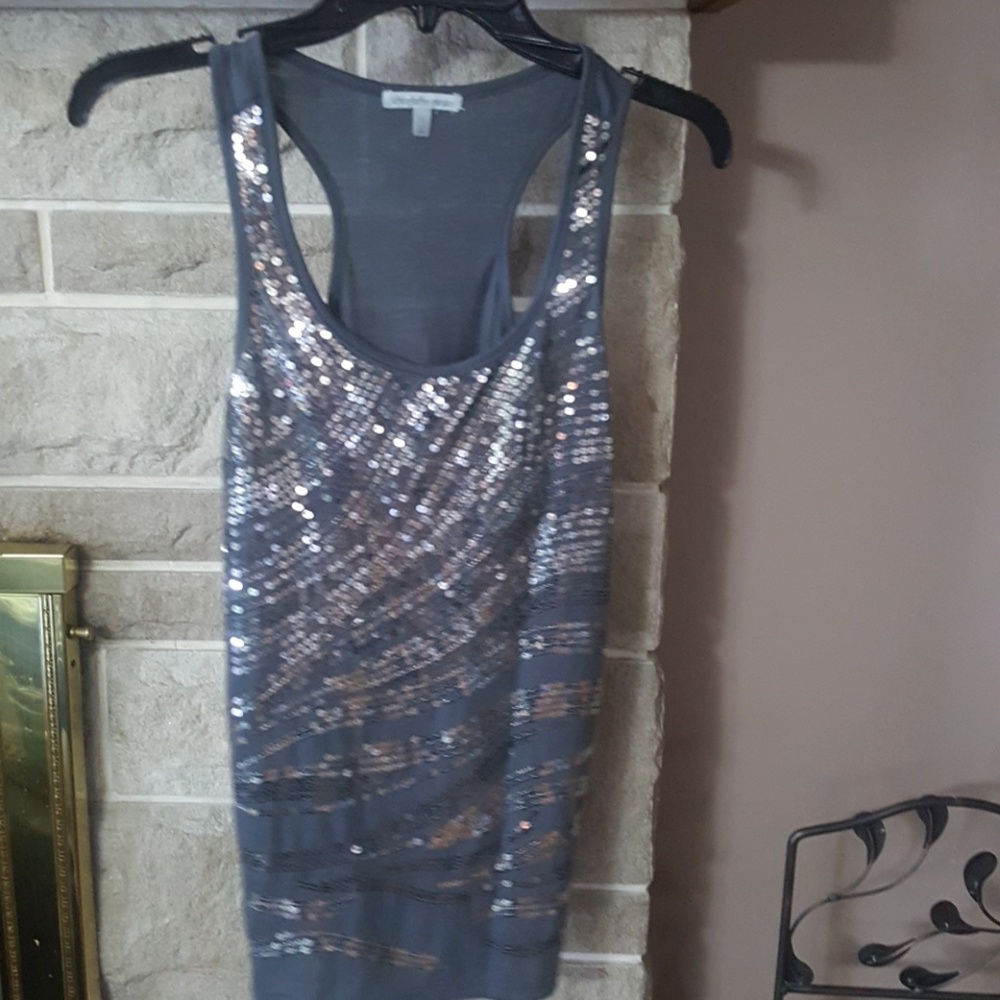Charcoal gray tank with sequins