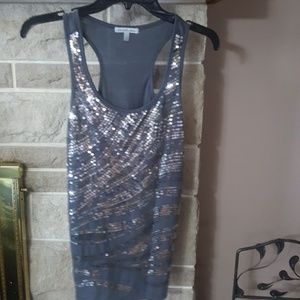 Charcoal gray tank with sequins