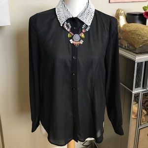 Sheer Faux Pearl Blouse
