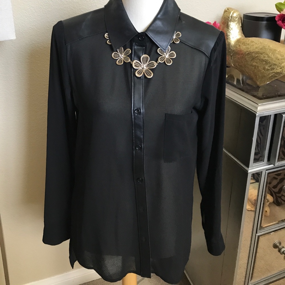 Black Sheer Button Down