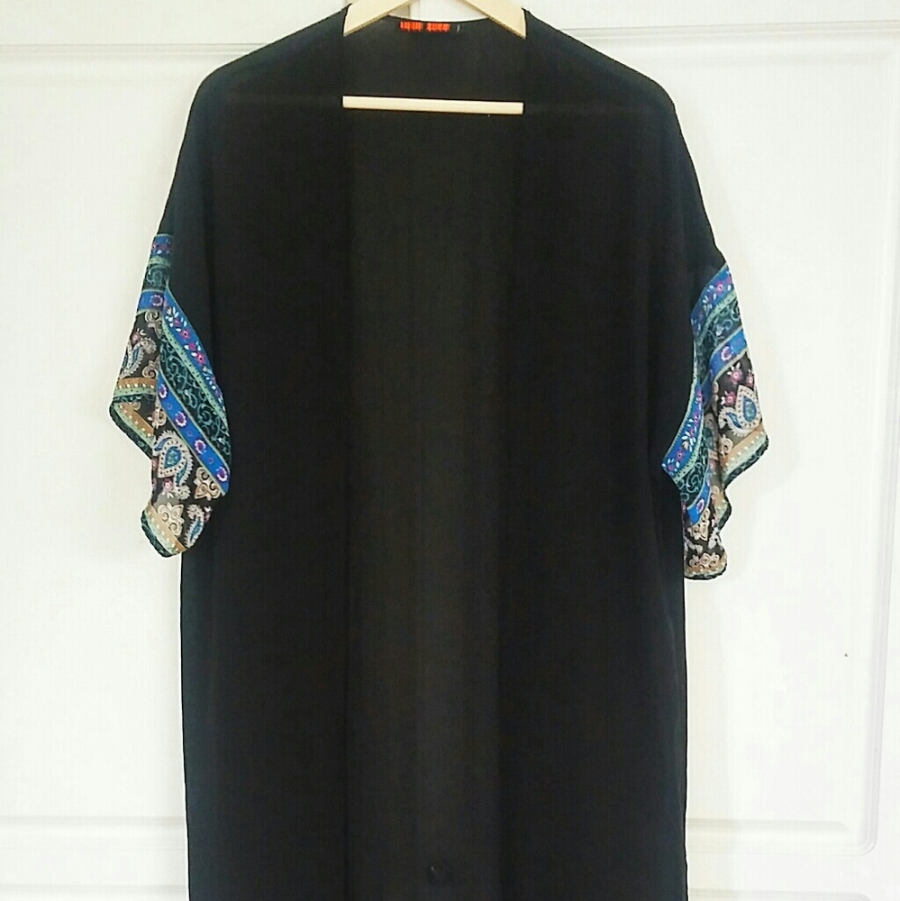 Bohemian style sheer long kimono robe