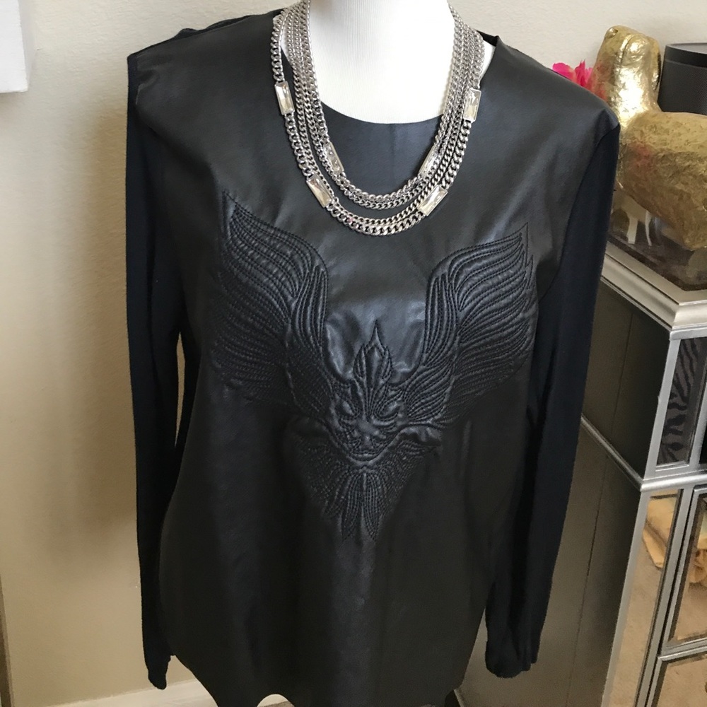 Faux Leather Sweater