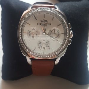 Brown Coach Watch with silver rhinestones