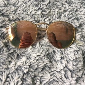 round gold flash ray bans