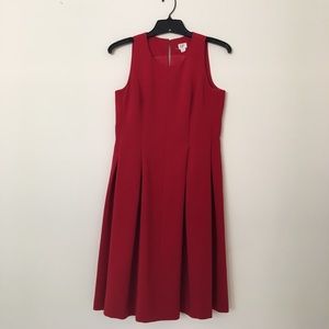 Red sleeveless A-line dress