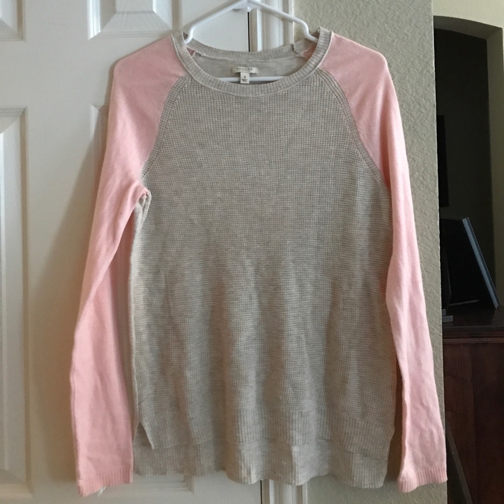 Pink and tan sweater