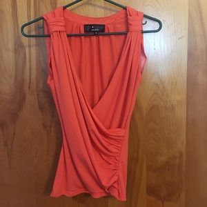 Coral faux wrap tank