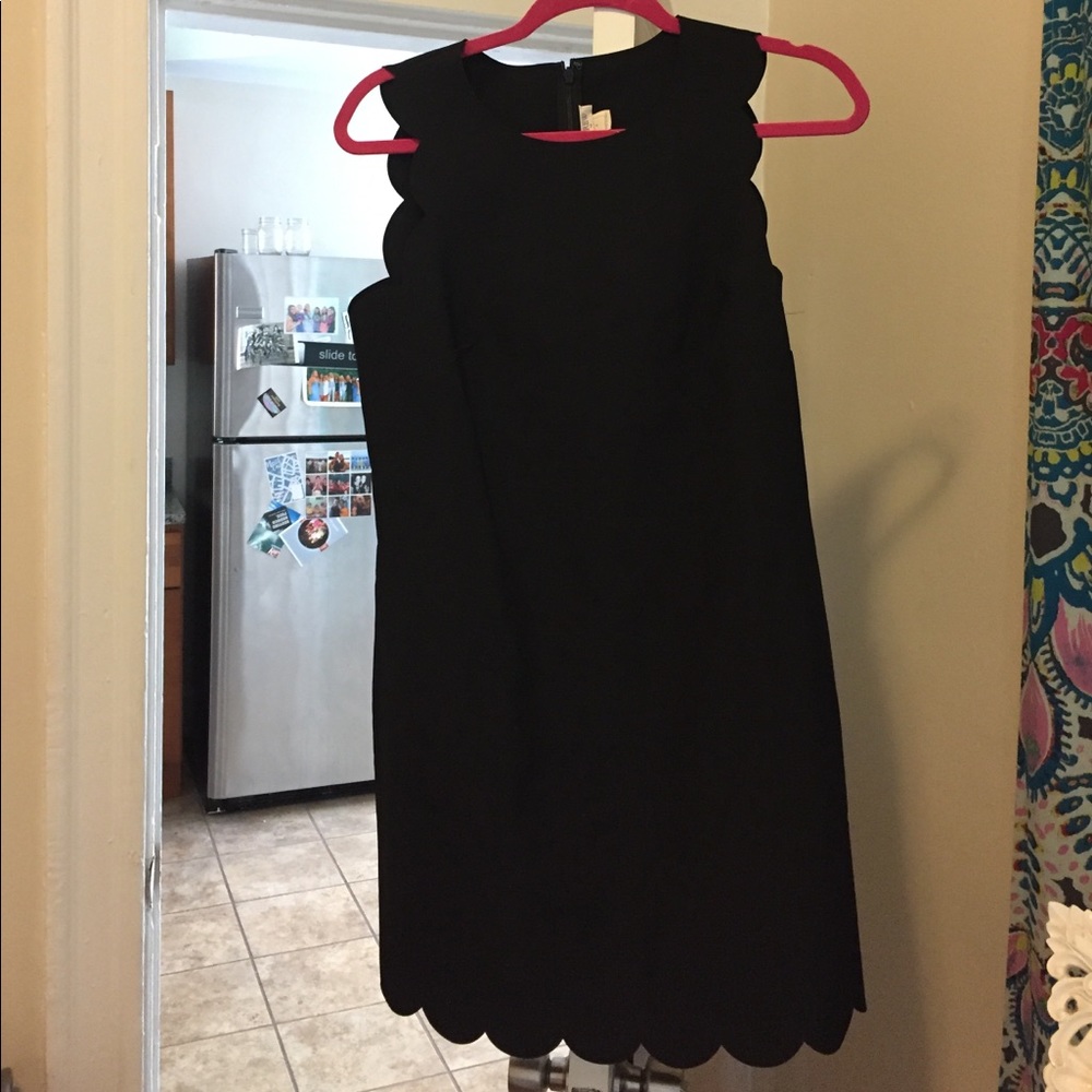 Jcrew black scallop dress