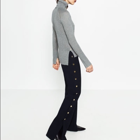 Zara Sweaters - ZARA KNIT GREY SEAMED TURTLENECK