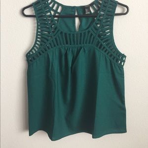 Brand New, green cut out tank top