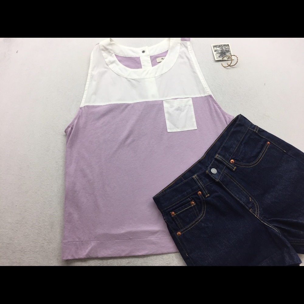 Madwe Unique Purple White Sleeveless Top NWOT